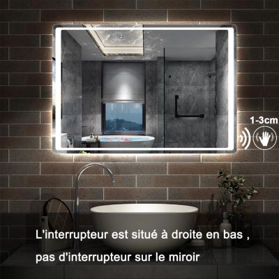Miroir recrangulaire pour salle de bain 80x60 antibuée avec éclairage LED SANILAND