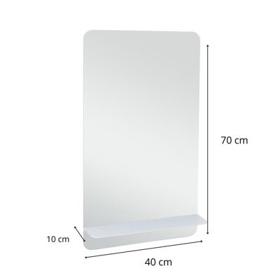 Miroir rectangulaire 40 x 70 cm SIMONA avec tablette en métal
