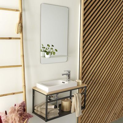 Miroir rectangulaire 40 x 70 cm SIMONA avec tablette en métal