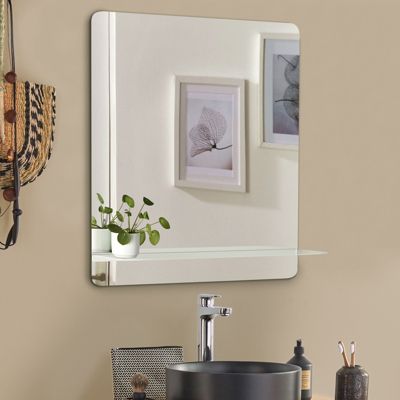 Miroir rectangulaire 60 x 70 cm SORRENTO avec tablette blanche