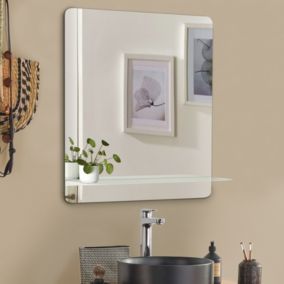 Miroir rectangulaire 60 x 70 cm SORRENTO avec tablette blanche