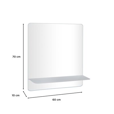 Miroir rectangulaire 60 x 70 cm SORRENTO avec tablette blanche