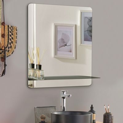 Miroir rectangulaire 60 x 70 cm SORRENTO avec tablette noire