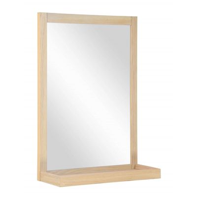 Miroir rectangulaire avec tablette en bois 60 x 70cm ENIO