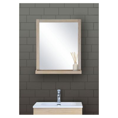 Miroir rectangulaire avec tablette en bois 60 x 70cm ENIO