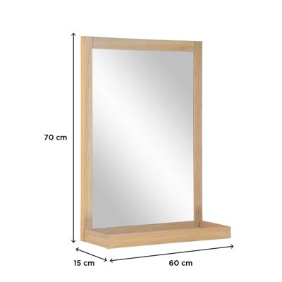 Miroir rectangulaire avec tablette en bois 60 x 70cm ENIO
