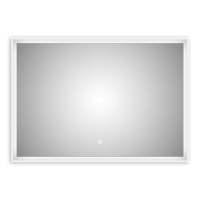 Miroir rectangulaire design, cadre blanc avec éclairage LED fonction tactile pour salle de bain et toilettes - 2115 - 168x70cm