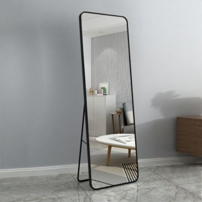Miroir rectangulaire en métal noir H.160 x l.50cm Ornami