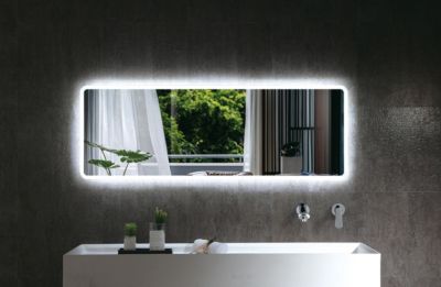 Miroir rectangulaire lumineux LED en aluminium pour la salle de bain, 2073, 140 x 70 x 3cm (LxHxP)