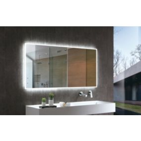 Miroir rectangulaire lumineux LED en aluminium pour la salle de bain, 2073, 45 x 70 x 3cm (LxHxP)