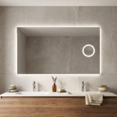Miroir Rectangulaire Rétroéclairé Led 120X70 Avec Miroir Grossissant