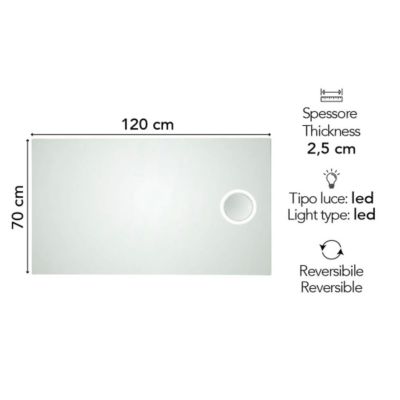Miroir Rectangulaire Rétroéclairé Led 120X70 Avec Miroir Grossissant