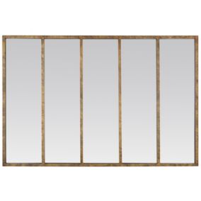 Miroir rectangulaire style industriel effet vieilli doré L.137 x H.90 x ep.5 cm