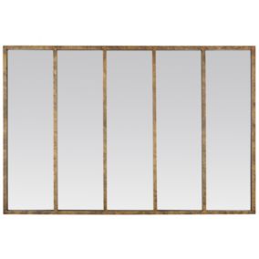 Miroir rectangulaire style industriel effet vieilli doré L.137 x H.90 x ep.5 cm
