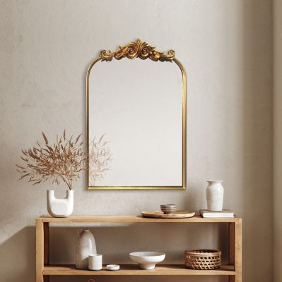 Miroir rectangulaire style vintage effet brillant doré L.60 x H.90 x ep.10 cm