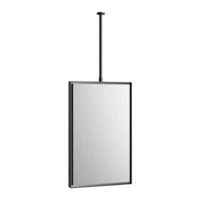 Miroir rectangulaire suspendu cadre aluminium noir, rotation 360, réglable en hauteur, pour salle de bain - 50x80cm - 2145