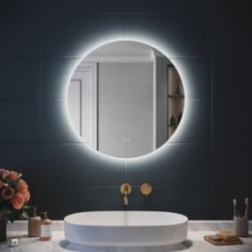 Miroir Rond 60cm LED Salle de Bain LED SIRHONA Eclairage Intégré avec Fonction Anti-buée Horizontal