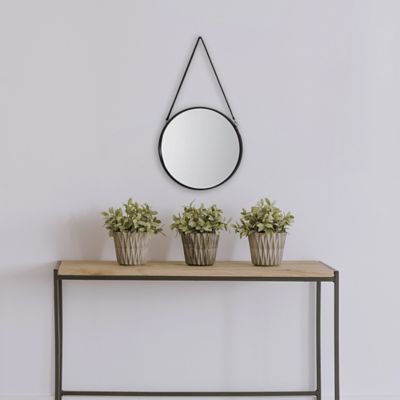 Miroir rond à lanière Ø30 x ep.3 cm noir