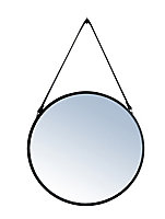 Miroir rond à lanière Ø50 x ep.3 cm noir