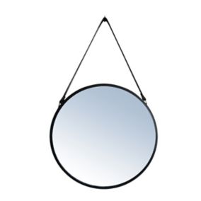 Miroir rond à lanière Ø50 x ep.3 cm noir