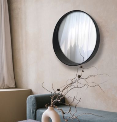 Miroir rond aspect bois noir Ø60cm Ariane