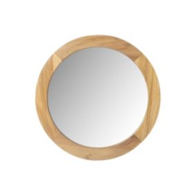 Miroir rond avec contour en bois de teck - 60 cm - BUBUNAN