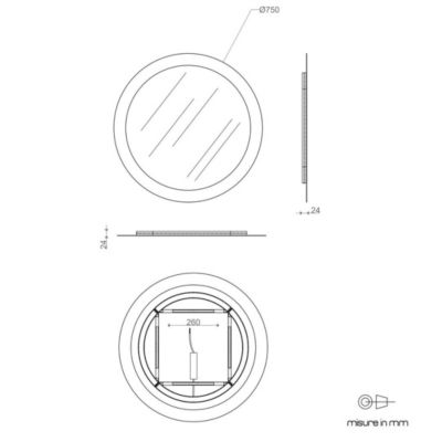 Miroir Rond Avec Contour Sablé Rétroéclairé 75Cm