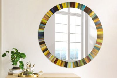 Miroirs ronds multicolores en raphia tressé