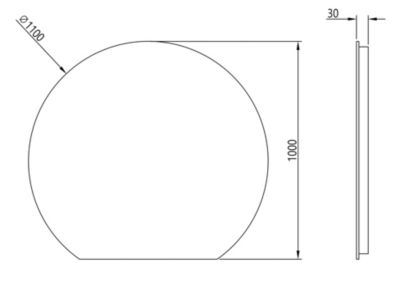 Miroir rond éclairage LED capteur tactile et fonction anti-buée et toilettes, cadre aluminium, BOVA 2.0, diam.110cm