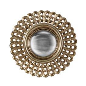 Miroir rond convexe dentelle doré Ø21.5cm Emde