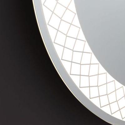 Miroir Rond De 70 Cm Avec Décoration Éclairée Par Led Et Capteur Tactile