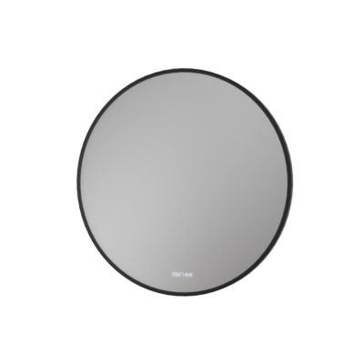 Miroir rond design cadre noir LED avec bouton tactile, réglage lumière, anti-buée, horloge digitale -8232-2.0, diam.100cm