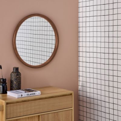 Miroir rond en bois de pin D.60cm GEORGIA noyer