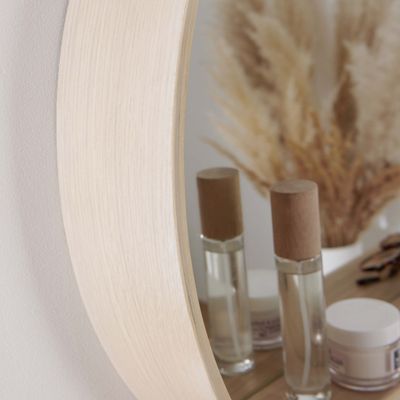 Miroir rond en chêne avec étagère 60 cm OBLO