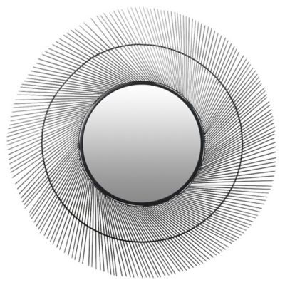 Miroir rond en métal soleil noir Ø.55 cm