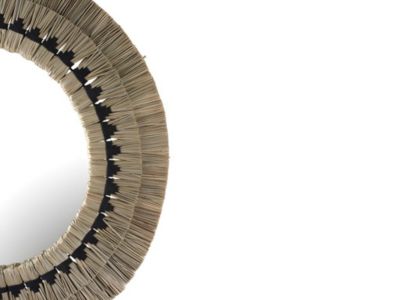 Miroir rond en paille de mendong CHOKWE - D. 80 cm - Naturel
