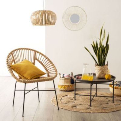 Miroir rond en rotin naturel Canne ajouré Ø49 x ep 3 cm Deko & co