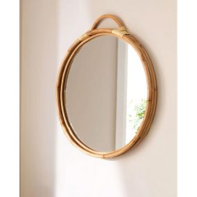 Miroir rond en rotin tressé - Uniqka