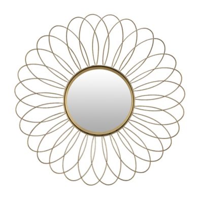 Miroir Rond Fleur Metal Dore O 50 Cm Castorama