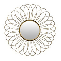 Miroir rond fleur métal doré Ø 50 cm