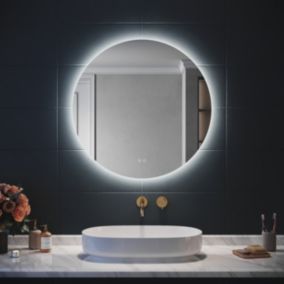 Miroir Rond Lumineux Salle de Bain SIRHONA 80cm LED Eclairage Intégré avec Fonction Anti-buée Mirroir Rond LED Rétro-éclairé