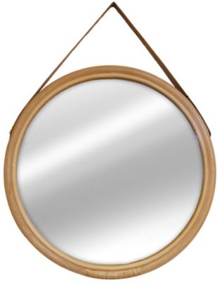 Miroir rond rotin lanière bambou Ø42 cm