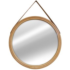 Miroir rond rotin lanière bambou Ø42 cm