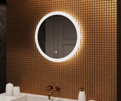 Miroir Rond Salle de Bain 60cm, Miroir lumineux, Tactile, avec Fonction Anti-buée, Systeme Couleur DUAL LED