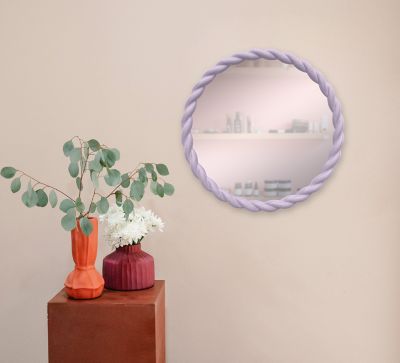 Miroir rond torsadé parme H.44.5 x l.44.5 cm Ornami