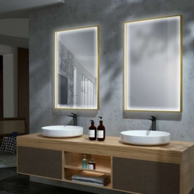 Miroir Salle de Bain ABILITY - 80x100cm - Or Brossé - Led Temp Variable - Anti-Buée & Détecteur de Mouvement - LEDIMEX