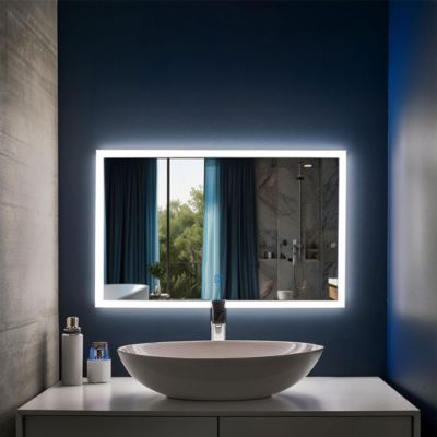 Miroir Salle de bain antibuée avec éclairage LED 70x50 installation réversible SANILAND
