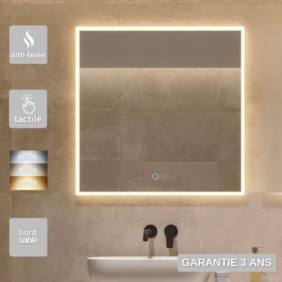 Miroir Salle de Bain BOSTON - 120x80cm - Éclairage Led Temp Variable - Tactiles On/Off & Anti-Buée - LEDIMEX