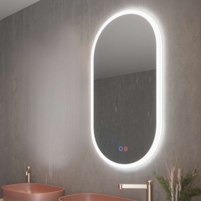 Miroir Salle de Bain CANADA - 50x90cm - Led Frontal (6500K) - Double Tactile & Anti-Buée - LEDIMEX