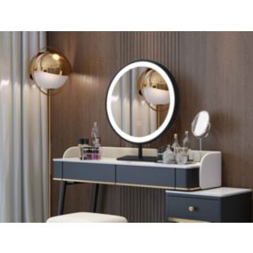 Miroir salle de bain, coiffeuse à LED 45cm à intensité variable avec cadre en aluminium noir LB-1200 LuxuryBain